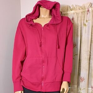Terra & Sky Red Zip-Up Hoodie Size 1X (16W-18W